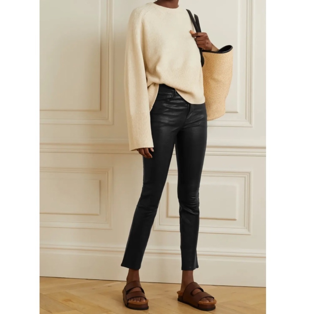 FRAME Le Sylvie High-Rise Lambskin Leather Pants - Picture 8 of 14